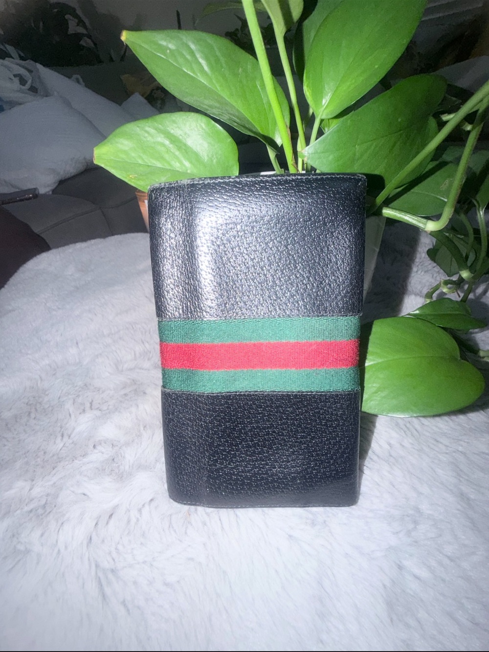Gucci Black Leather Clutch with Green and Red Stripe - Picture 3 of 7